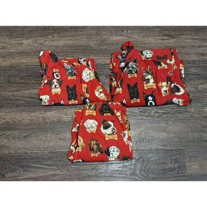 NICK & NORA Dog Bulldog Husky Lab Milk Bone 100% Cotton Flannel Pajama Set Small